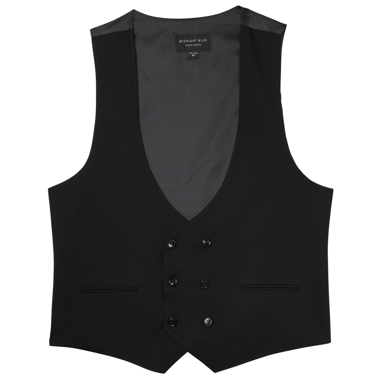 Black Double Breasted Wool Vest