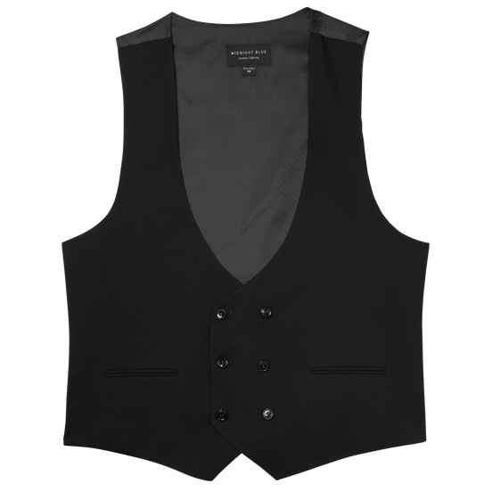 Black Double Breasted Wool Vest