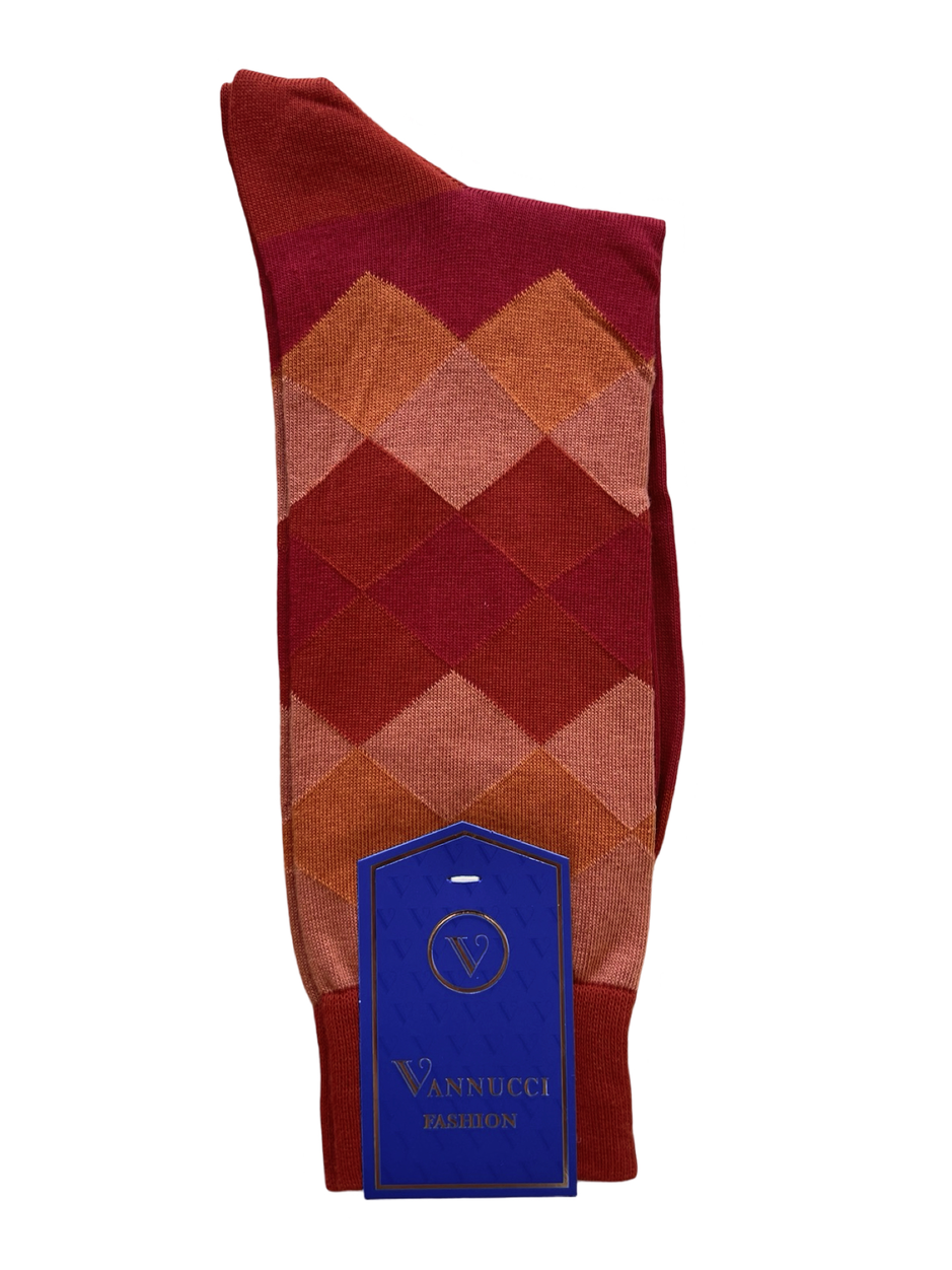 Rust Diamond Pattern Socks
