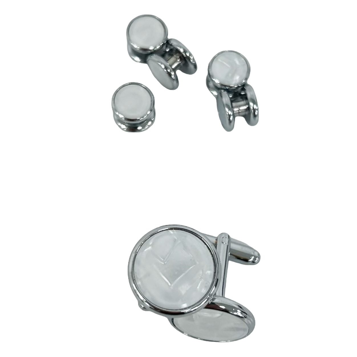 Pearl and Silver Studs and Cufflinks