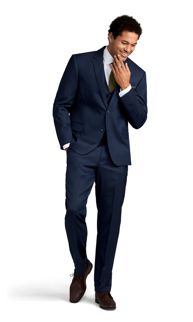 Michael Kors Navy Performance Suit Posing