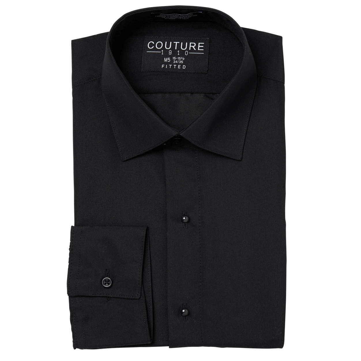Black Laydown Collar Microfiber Shirt