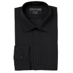 Black Laydown Collar Microfiber Shirt