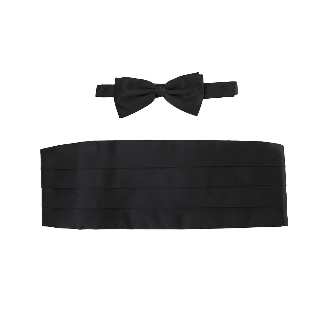 Black Satin Bow Tie and Cummerbund