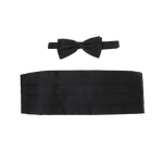 Black Satin Bow Tie and Cummerbund