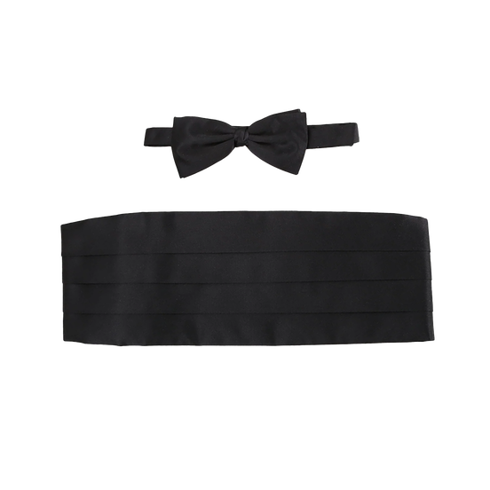 Black Satin Bow Tie and Cummerbund