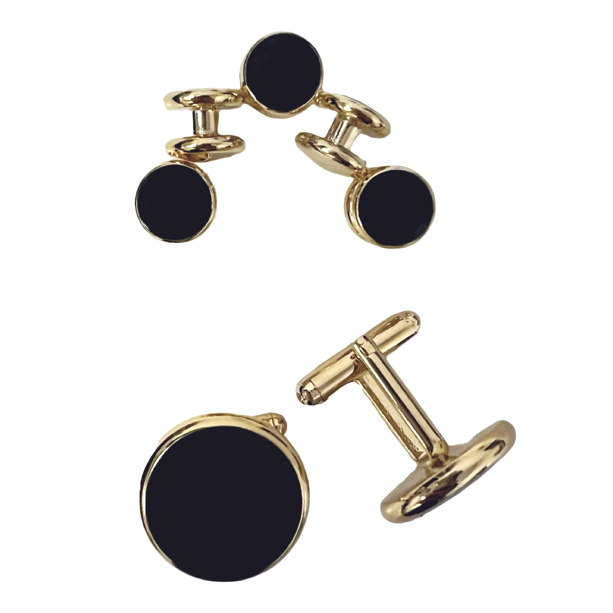 Black and Gold Studs and Cufflinks