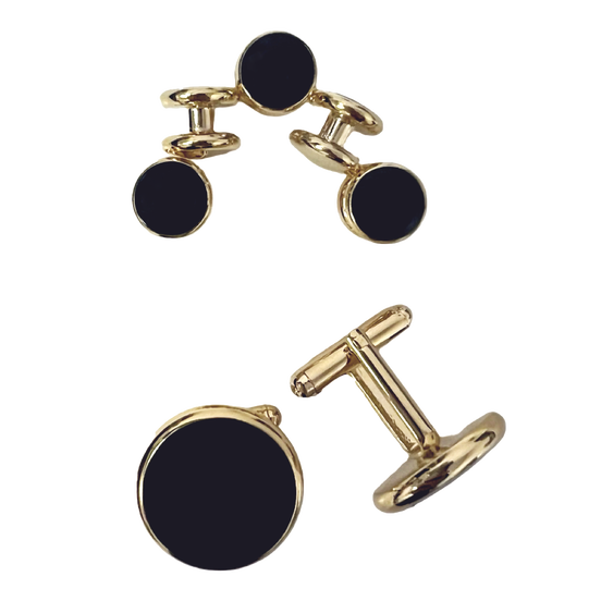 Black and Gold Studs and Cufflinks