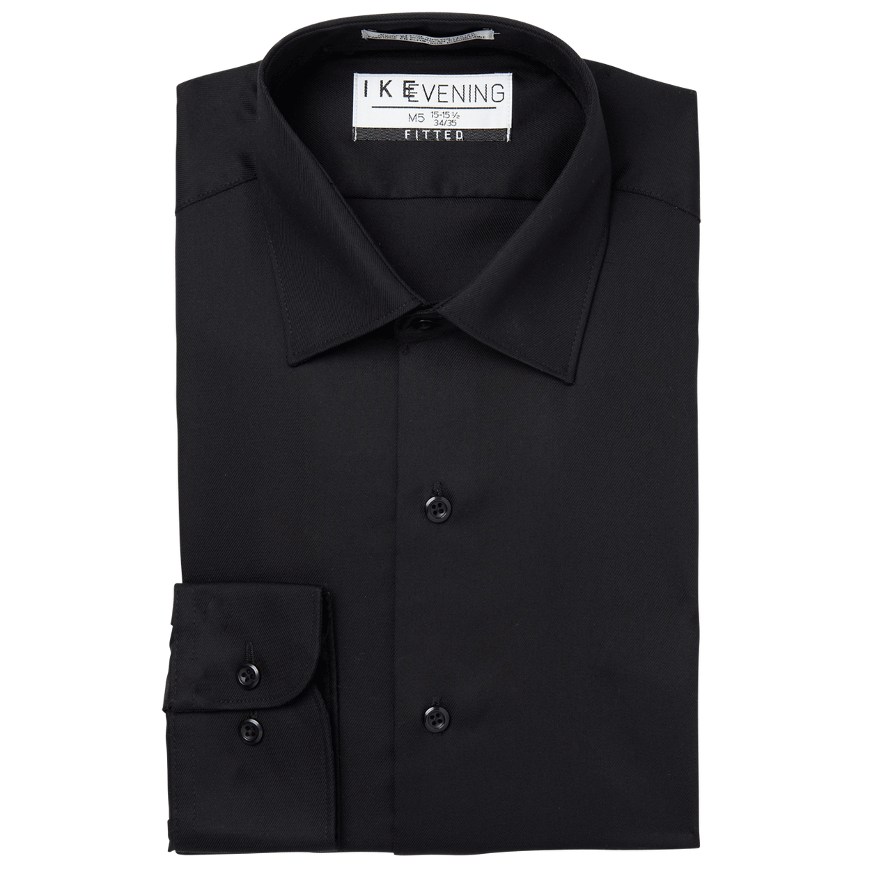 Black Cotton Rich Laydown Collar Shirt