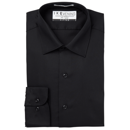 Black Cotton Rich Laydown Collar Shirt