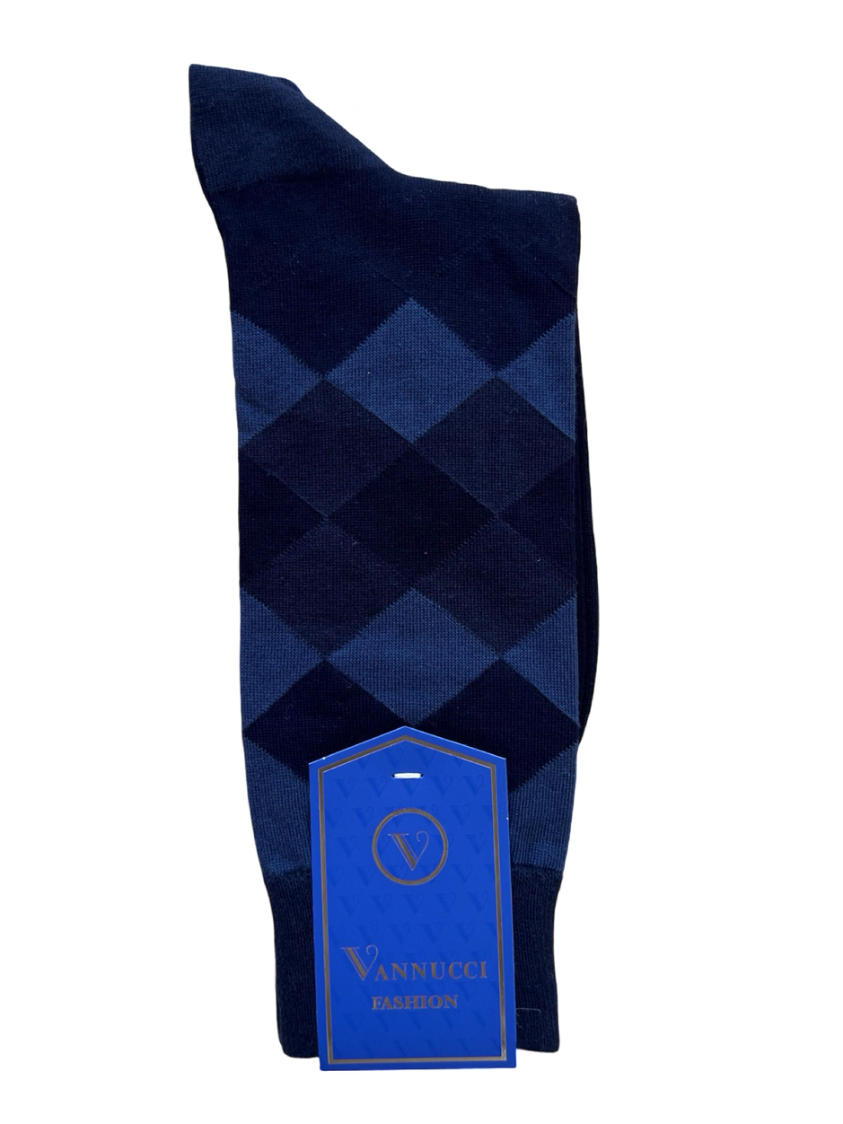 Dark Blue Diamond Pattern Socks