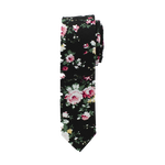 Black Floral Long Tie