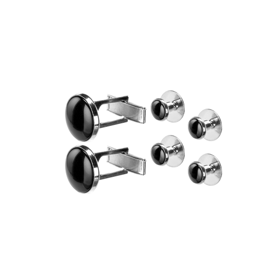 Black and Silver Studs & Cufflinks