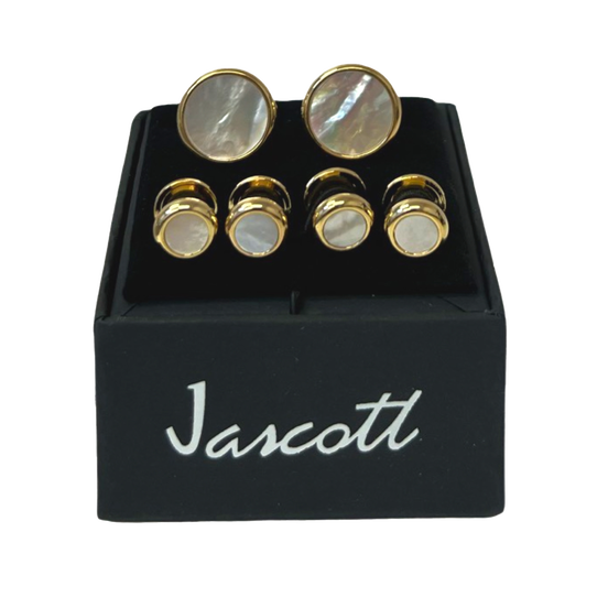 Gold with Pearl Studs & Cufflinks