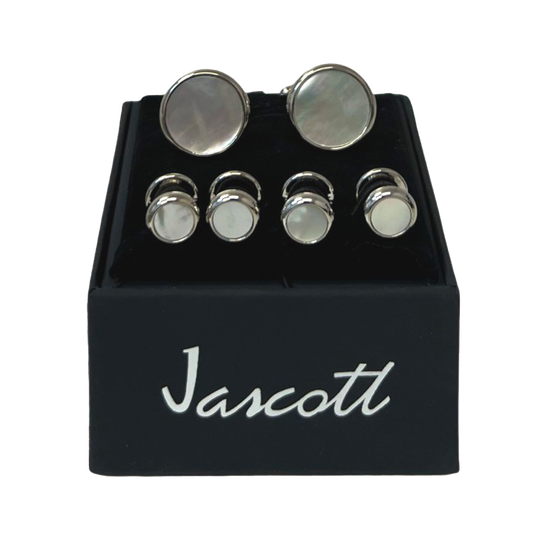 Silver with Pearl Studs and Cufflinks