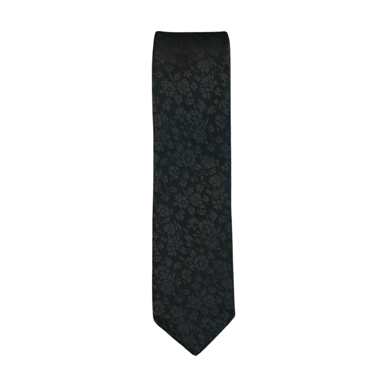Black Tonal Floral Long Tie