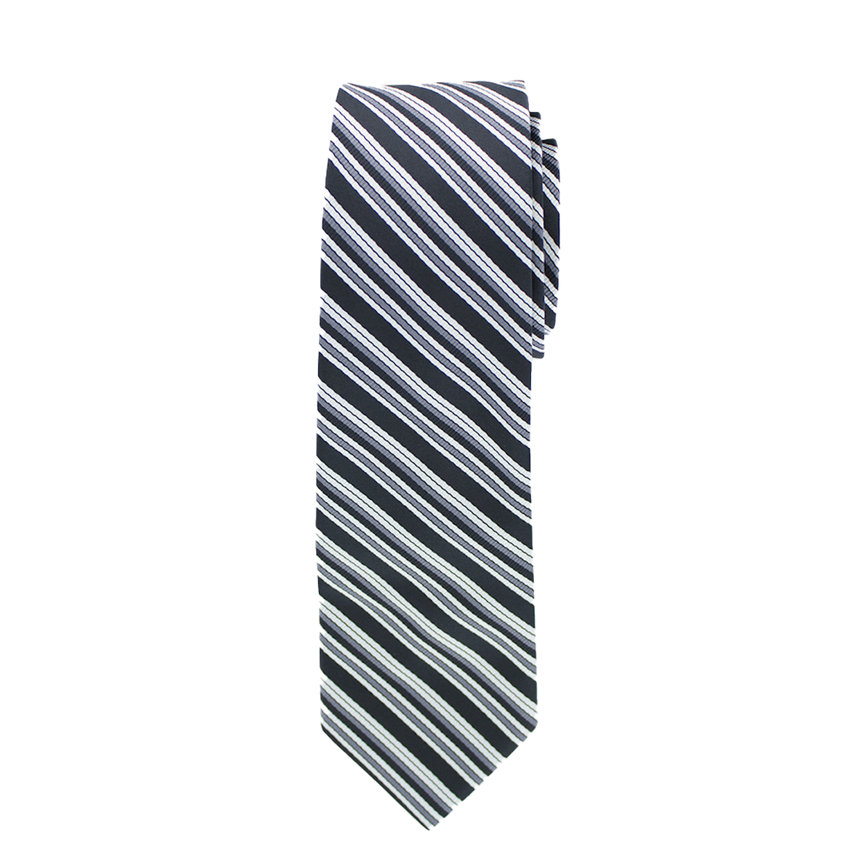 Black And White Striped Long Tie