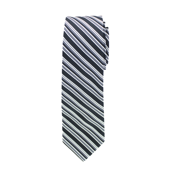 Black And White Striped Long Tie