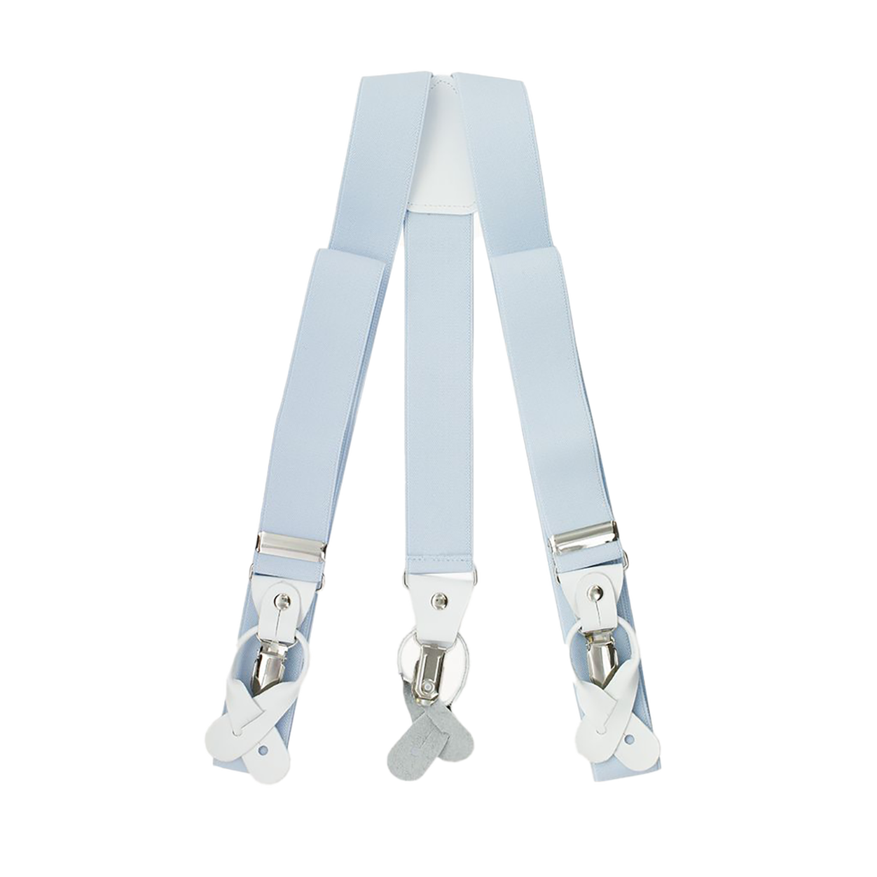 Light Blue Button And Clip Suspenders