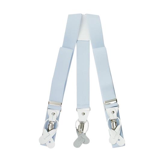 Light Blue Button And Clip Suspenders