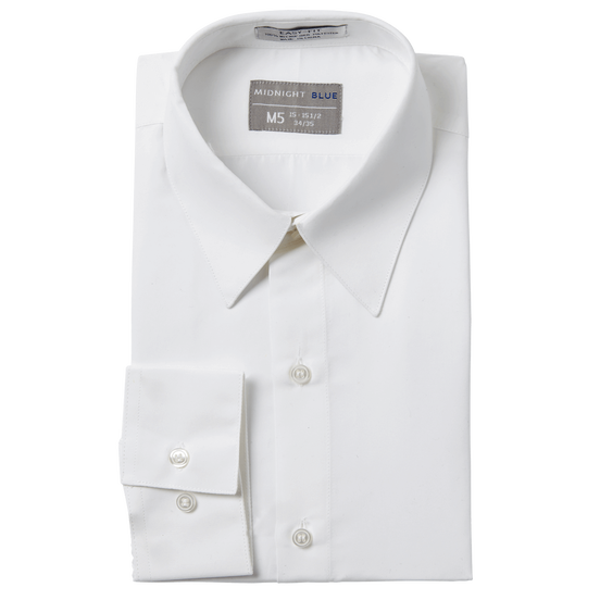 White Laydown Collar Microfiber Shirt