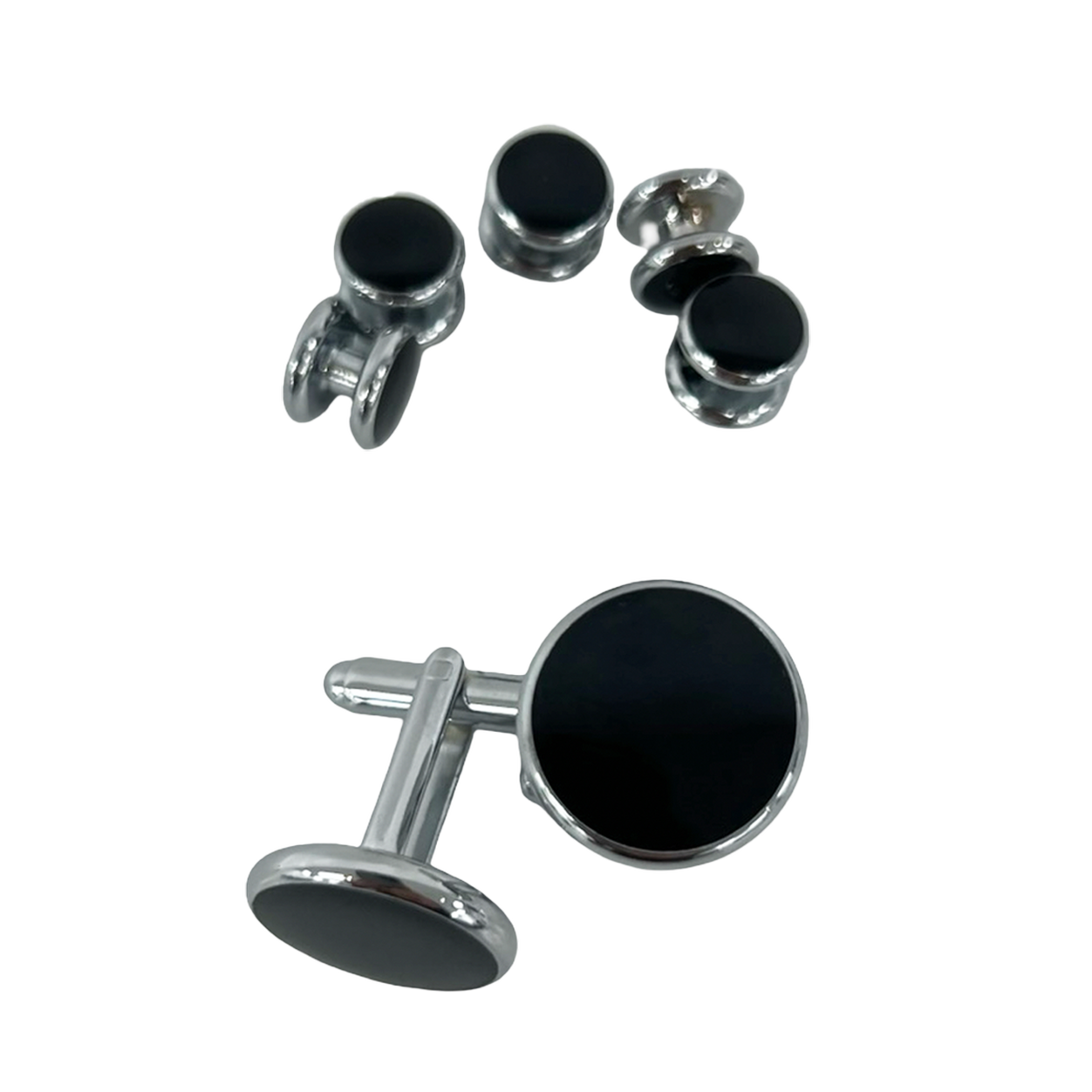 Black and Silver Studs and Cufflinks