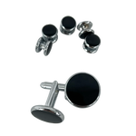 Black and Silver Studs and Cufflinks