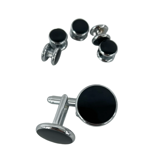 Black and Silver Studs and Cufflinks