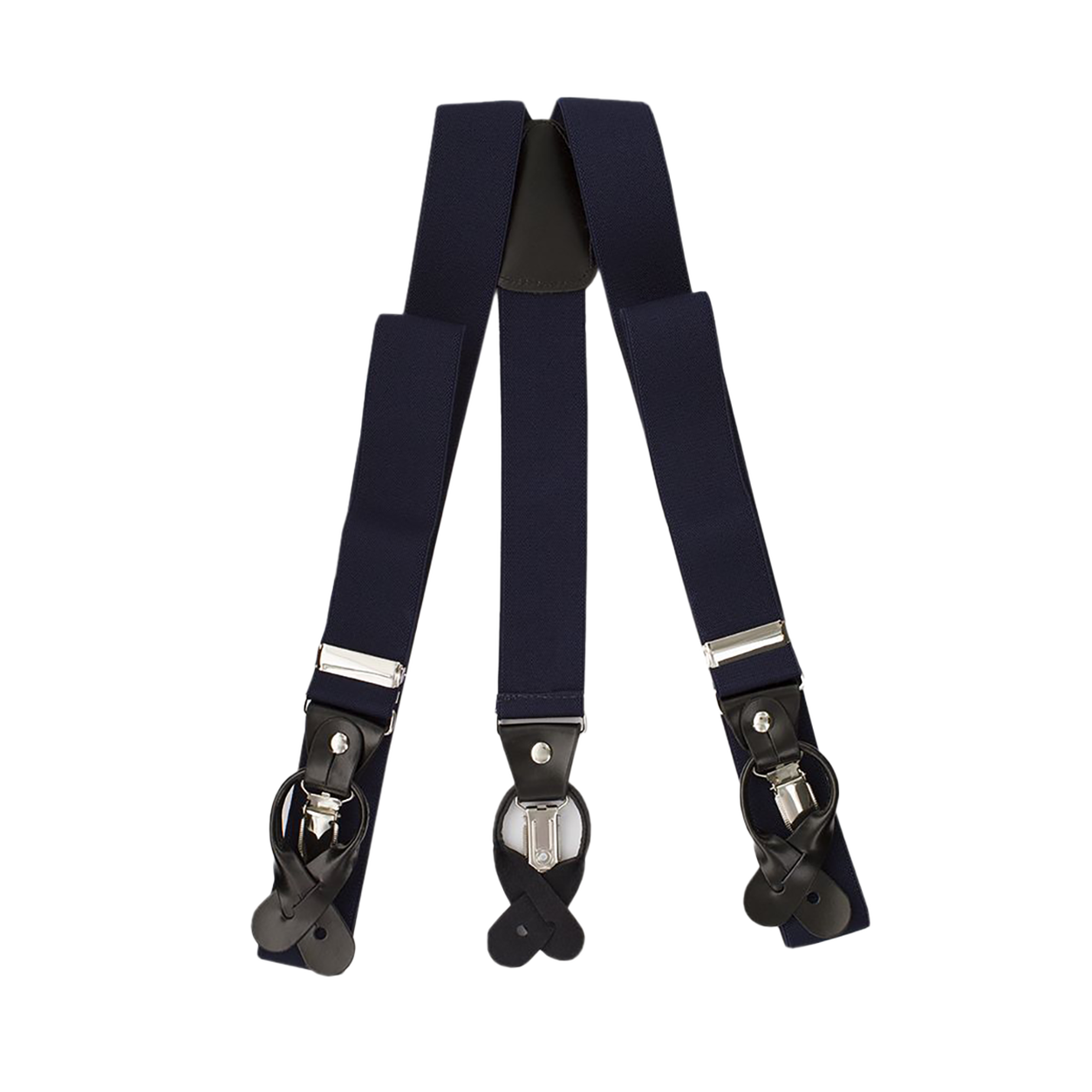 Navy Button And Clip Suspenders