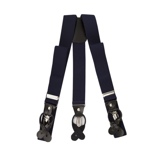 Navy Button And Clip Suspenders