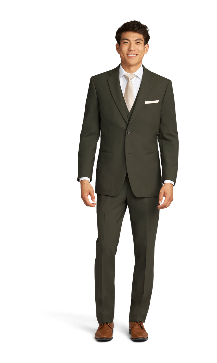 Olive Green Prado Suit by Ike Behar